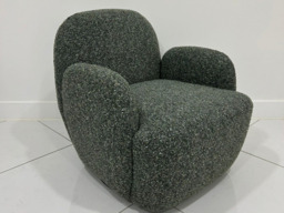 Kyoto Micky Bouclé Swivel Chair Curved Arms Olive - thumbnail 4