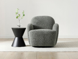 Kyoto Micky Bouclé Swivel Chair Curved Arms Olive - thumbnail 2