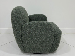Kyoto Micky Bouclé Swivel Chair Curved Arms Olive - thumbnail 5