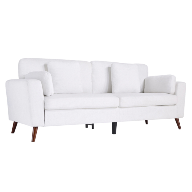 Living & Home 2 Seater Chenille Sofa with Cushions-White - image 1