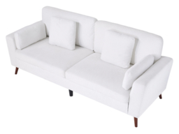 Living & Home 2 Seater Chenille Sofa with Cushions-White - thumbnail 3