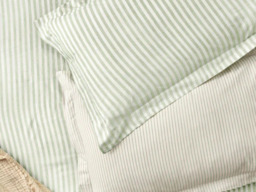 Yard Hebden Stripe Pillowcase Pair 100% Cotton Eucalyptus - thumbnail 2