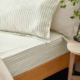Yard Hebden Stripe Pillowcase Pair 100% Cotton Eucalyptus - thumbnail 1
