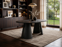 SOLACE+CO Ebony Black Extendable Dining Set with Beige Sylvia Chairs-Table + 6 Chairs - thumbnail 6