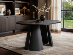 SOLACE+CO Ebony Black Extendable Dining Set with Beige Sylvia Chairs-Table + 6 Chairs - thumbnail 4