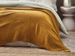 Yard Lark Muslin Cotton Oversized Throw 240x260cm-Cumin - thumbnail 2