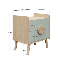 Flair Noah 2 Drawer Bedside Table Sage Green & Oak - thumbnail 6