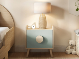 Flair Noah 2 Drawer Bedside Table Sage Green & Oak - thumbnail 2