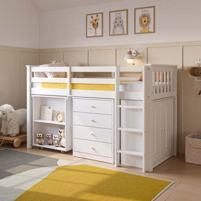 Flair Soban Shorty Cabin Bed with Desk and Storage White - image 1