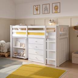Flair Soban Shorty Cabin Bed with Desk and Storage White - thumbnail 1