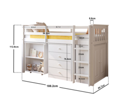 Flair Soban Shorty Cabin Bed with Desk and Storage White - thumbnail 5