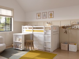 Flair Soban Shorty Cabin Bed with Desk and Storage White - thumbnail 2