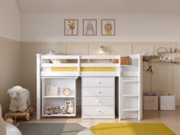 Flair Soban Shorty Cabin Bed with Desk and Storage White - thumbnail 3