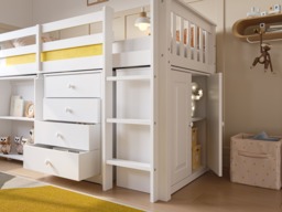 Flair Soban Shorty Cabin Bed with Desk and Storage White - thumbnail 4