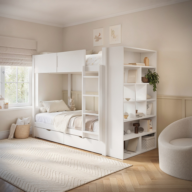 Flair Ruby Wooden Bunk Bed with Storage White - image 1