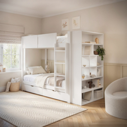 Flair Ruby Wooden Bunk Bed with Storage White