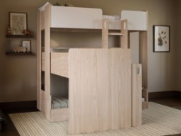 Flair Bode L-Shaped Triple Bunk Bed with Storage Shelves Oak & White - thumbnail 3