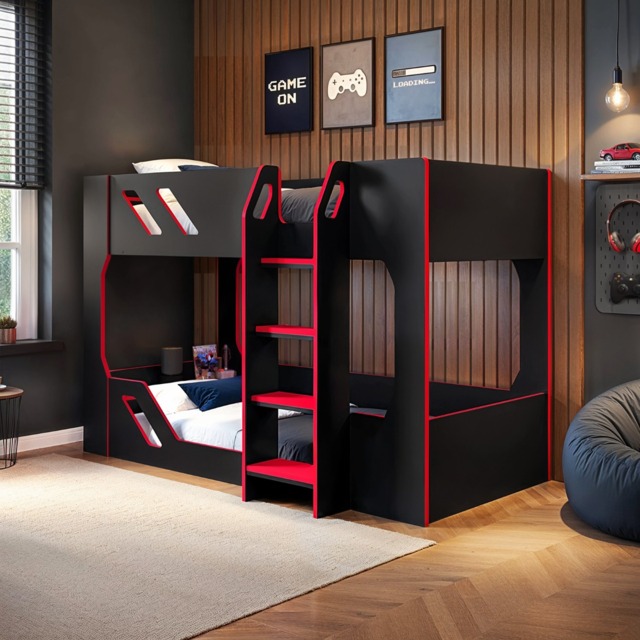 Recoil Shuttle Gaming Bunk Bed Black & Red - image 1