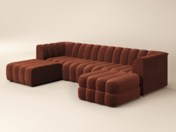 SOLACE+CO Halle Channel Tufted U Shaped Modular Sofa with Storage Footstool Burnt Orange Chenille - thumbnail 6