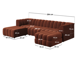 SOLACE+CO Halle Channel Tufted U Shaped Modular Sofa with Storage Footstool Burnt Orange Chenille - thumbnail 4