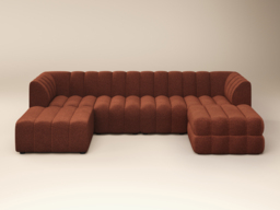 SOLACE+CO Halle Channel Tufted U Shaped Modular Sofa with Storage Footstool Burnt Orange Chenille - thumbnail 5