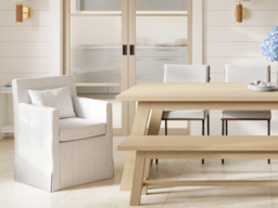 LPD Hettie Dining Chair with Cushion Grey Thin Stripe Cotton Blend - thumbnail 3