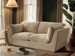 SOLACE+CO Orson 3 Seater Sofa Beige Velvet - thumbnail 2