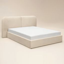 SOLACE+CO Lena Ottoman Bed Beige Velvet Kingsize - thumbnail 5
