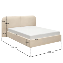 SOLACE+CO Lena Ottoman Bed Beige Velvet Kingsize - thumbnail 6