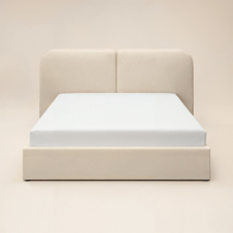 SOLACE+CO Lena Ottoman Bed Beige Velvet Kingsize - thumbnail 4