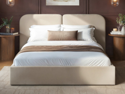 SOLACE+CO Lena Ottoman Bed Beige Velvet Kingsize - thumbnail 2