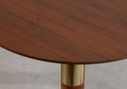 Flair Edelweiss Mid Century Dining Table and Bench Set Walnut & Brass - thumbnail 6