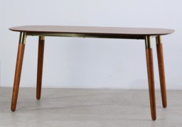Flair Edelweiss Mid Century Dining Table and Bench Set Walnut & Brass - thumbnail 5