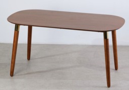 Flair Edelweiss Mid Century Dining Table and Bench Set Walnut & Brass - thumbnail 4