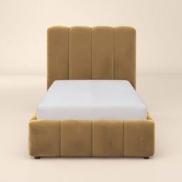 SOLACE+CO Emilie Single Ribbed Ottoman Bed Caramel Velvet - thumbnail 6