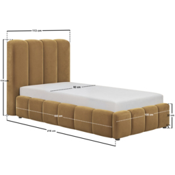 SOLACE+CO Emilie Single Ribbed Ottoman Bed Caramel Velvet - thumbnail 7