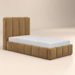 SOLACE+CO Emilie Single Ribbed Ottoman Bed Caramel Velvet - thumbnail 5