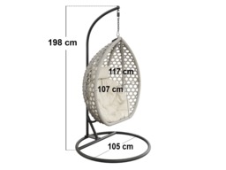 SOLACE+CO Lola Garden Egg Chair Grey Rattan - thumbnail 4