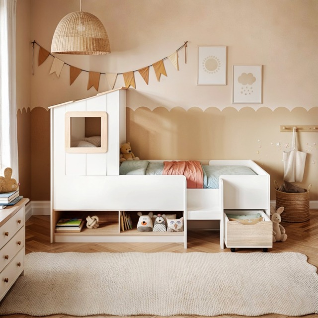 Flair Millie Low Sleeper House Bed with Storage White - image 1