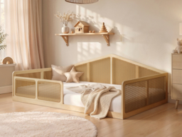 Flair Julian Small Double Montessori Bed with Rattan Panels Natural - thumbnail 2