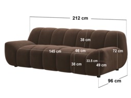 SOLACE+CO Macy Large 3 Seater Sofa Brown Velvet - thumbnail 6