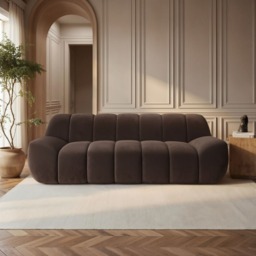 SOLACE+CO Macy Large 3 Seater Sofa Brown Velvet