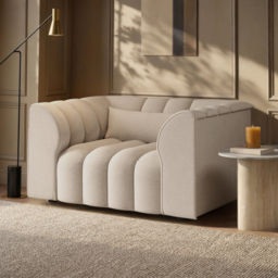 SOLACE+CO Halle Channel Tufted Loveseat -Beige Chenille