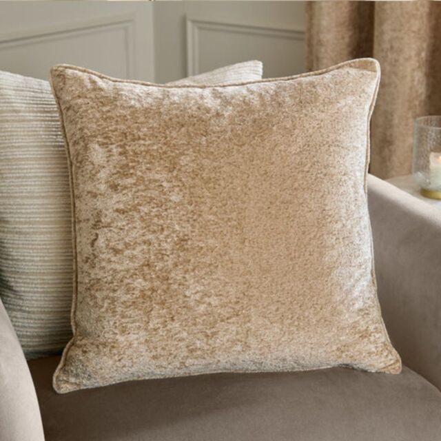 Paoletti Lustre Velvet 50 x 50cm Polyester Cushion-Champagne - image 1