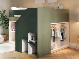 Flair Quinn Staircase Mid Sleeper Bed with Storage Green - thumbnail 3