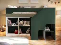 Flair Quinn Staircase Mid Sleeper Bed with Storage Green - thumbnail 2