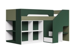 Flair Quinn Staircase Mid Sleeper Bed with Storage Green - thumbnail 4