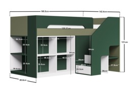 Flair Quinn Staircase Mid Sleeper Bed with Storage Green - thumbnail 7