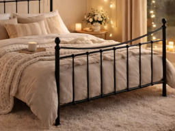 Time Living Alderley Metal Bed Frame-Black-Small Double (4'0) - thumbnail 3