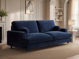 SOLACE+CO Addison 3 Seater Blue Velvet Sofa - thumbnail 2